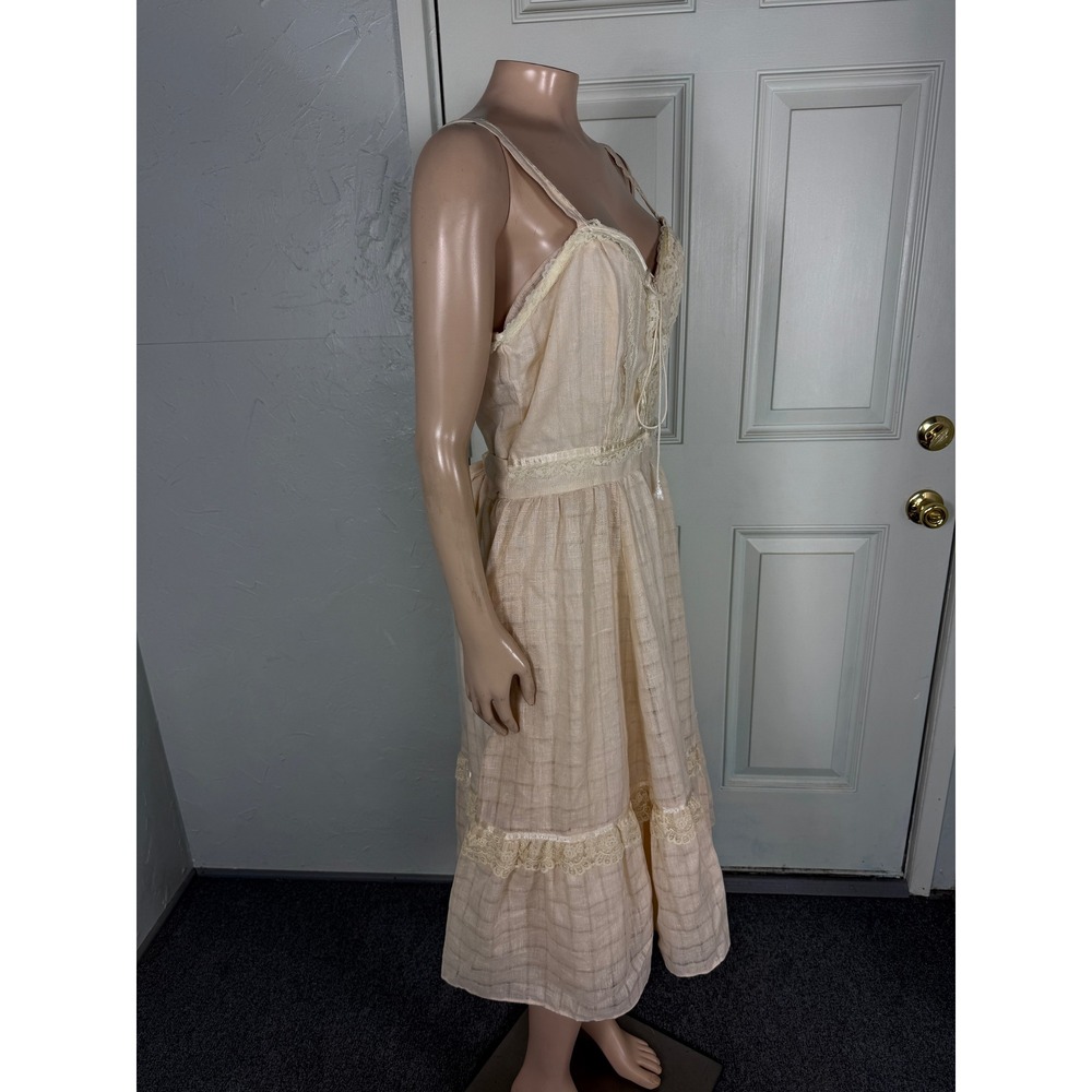 Vintage 70s Gunne Sax Dress 13 Prairie Floral Lace Cottage Bohemian Cream U24 - Picture 6 of 8